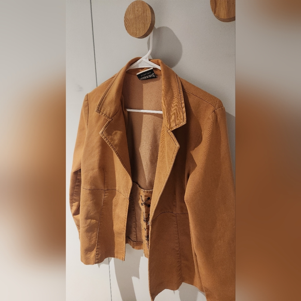 Camel Light Blazer with Shoelace Pattern on Back